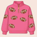 ADULT Football Sequin Half Zip Pullover *Pre~Order*