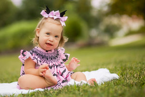 Pink Batty About Bows Smocked Bubble