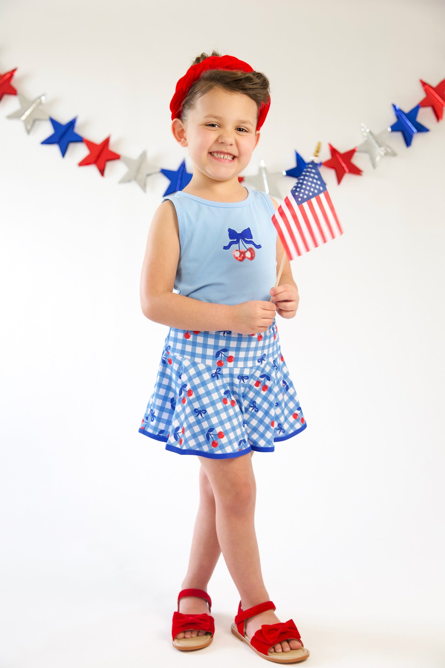 “American As Cherry Pie” Sparkle Two Piece Skort Set *Ready to Ship*