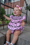 Pink Batty About Bows Smocked Bubble