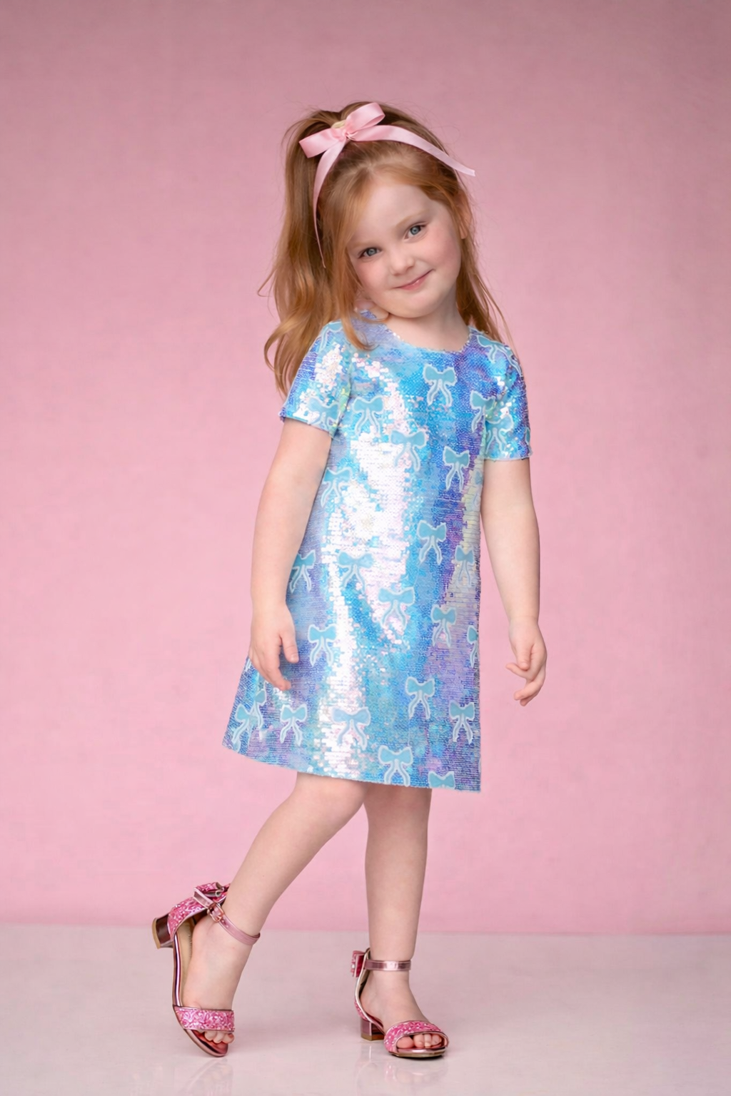smocked sequin dress Sample Ivory Smocked Iridescent Sequin Poof Sleeve Dress