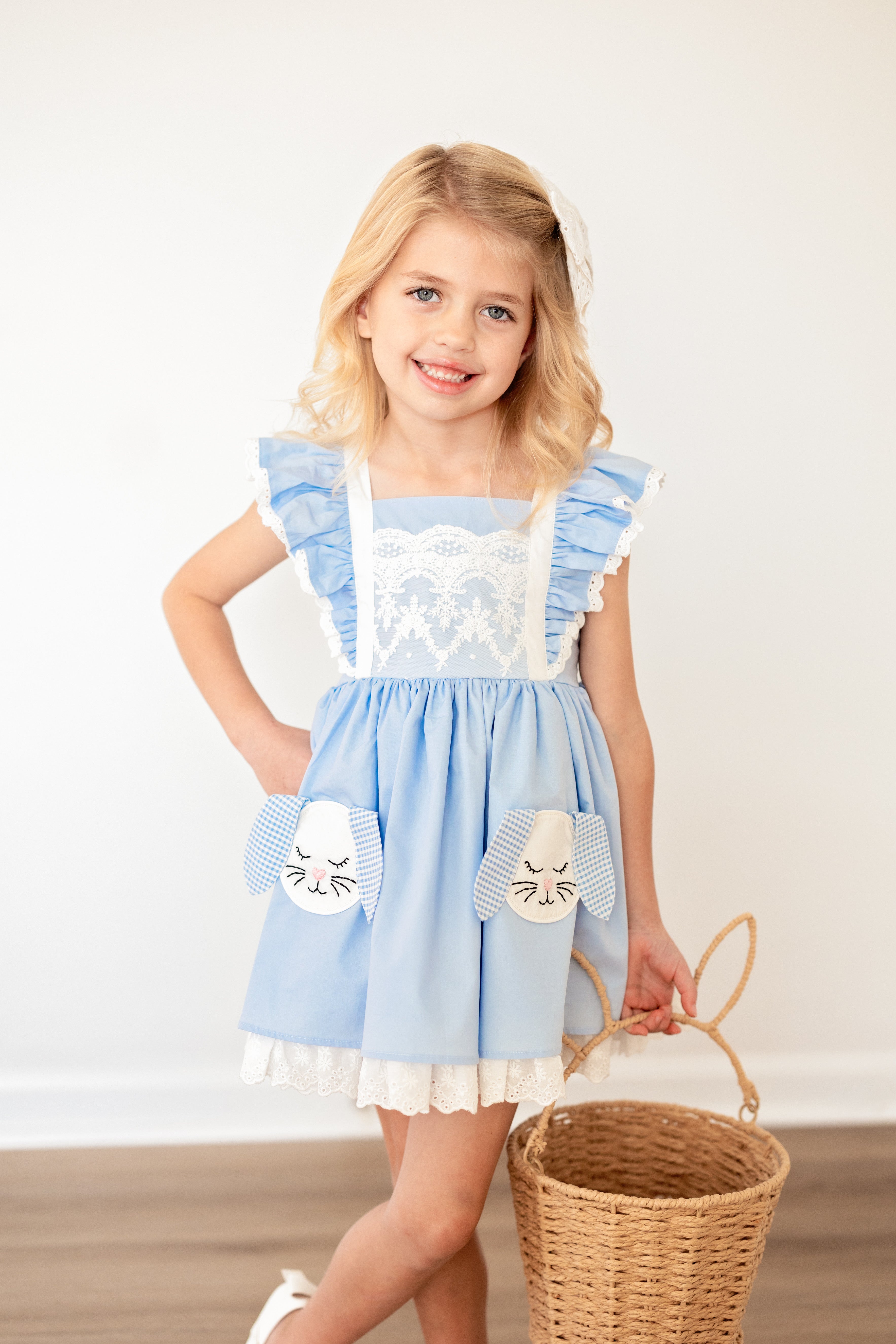 Blue Bunny Hop Dress & Bloomer Set *In Stock*