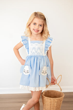 Blue Bunny Hop Dress & Bloomer Set *In Stock*
