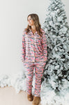 Adult Womens's North Pole Express Button Down Lounge