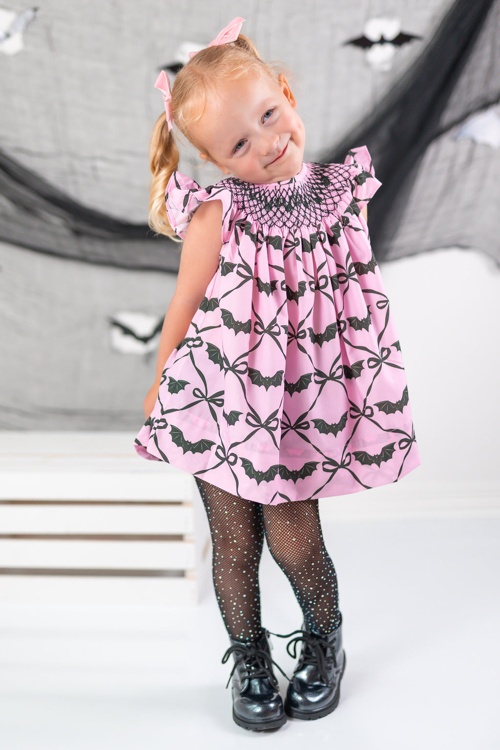Pink Bow~tiful Bat Smocked Bloomer Set *Ready to Ship!*