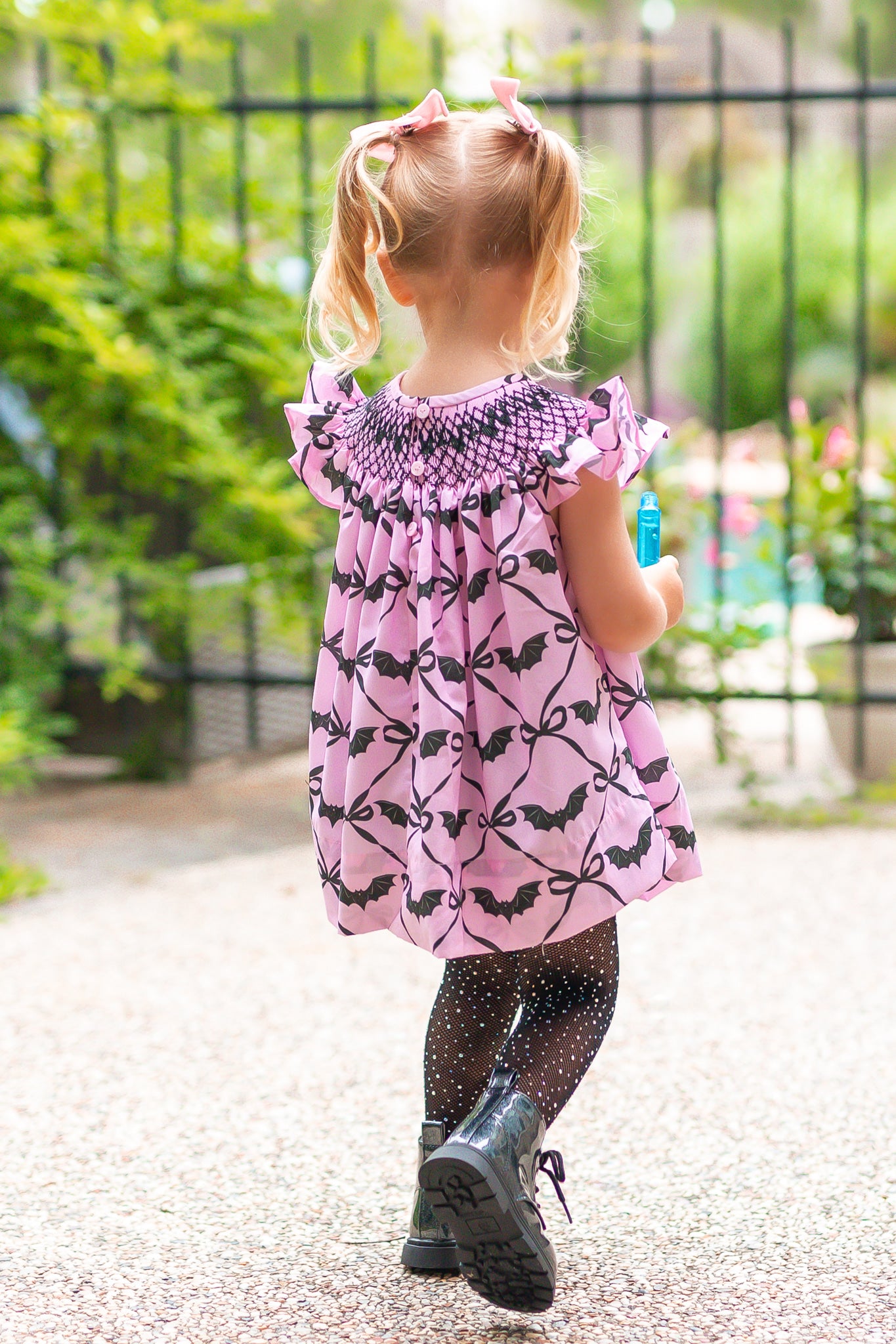 Pink Batty About Bows Smocked Bloomer Set