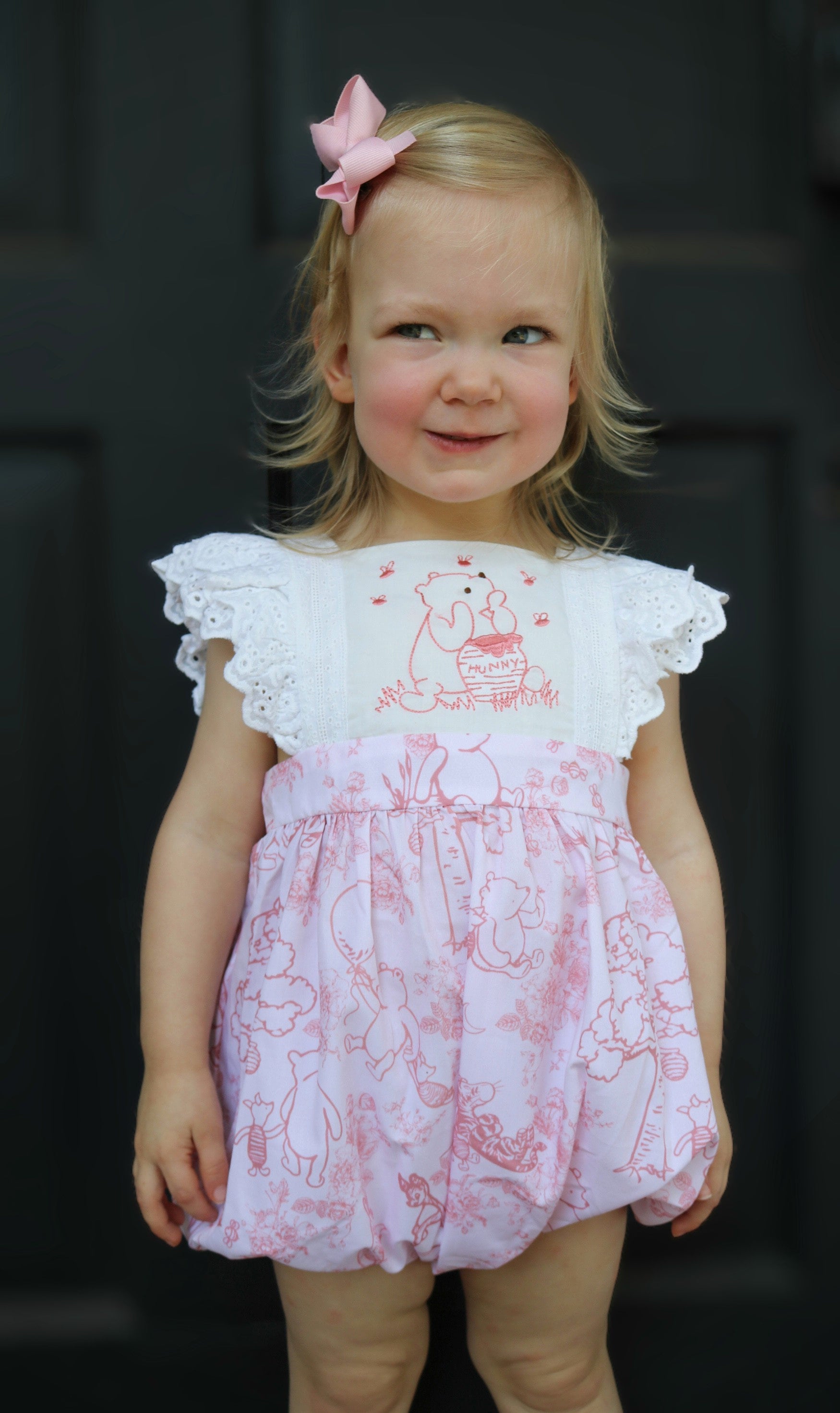 Pooh Bear Toile Smocked Bubble *In Stock*