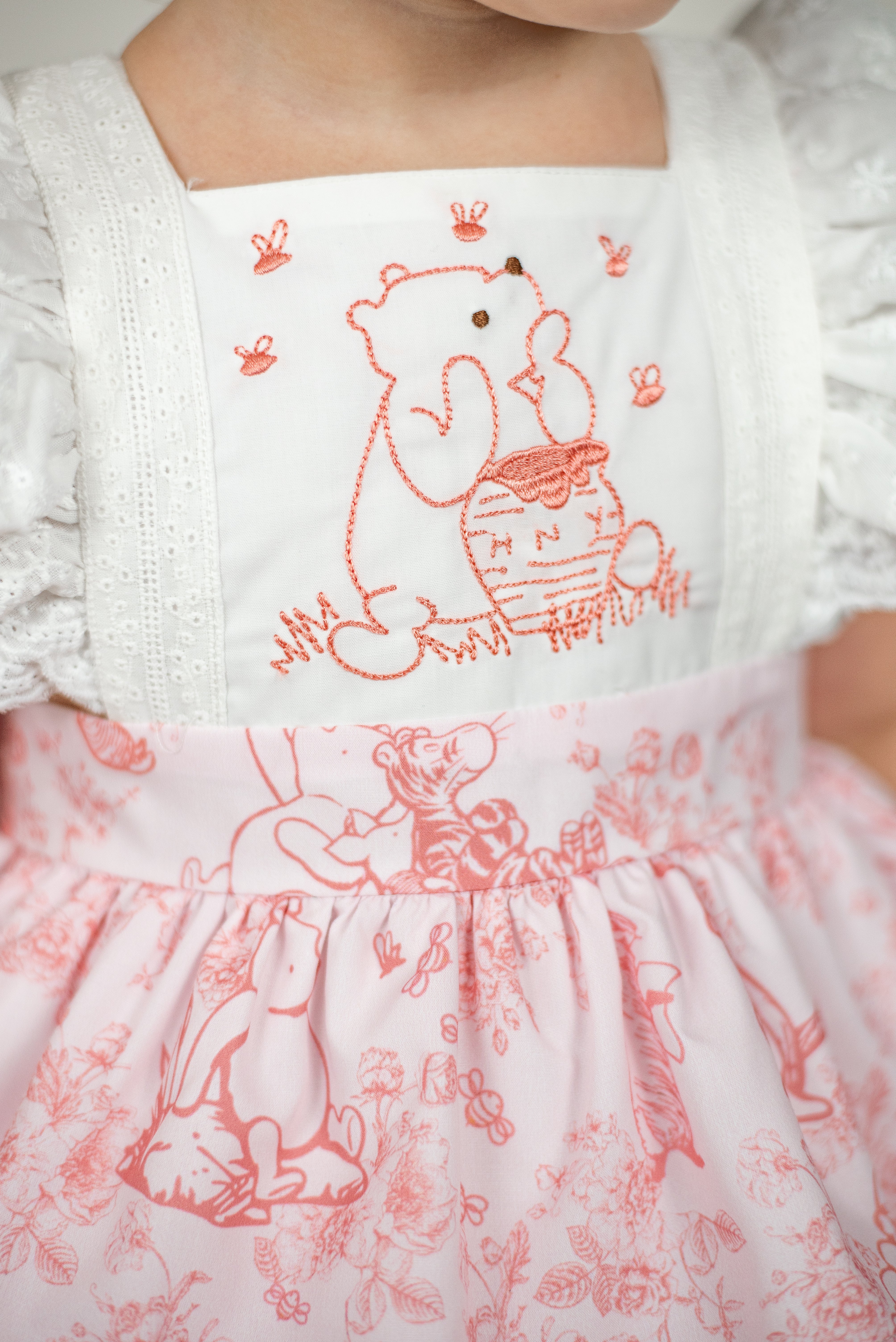 Pooh Bear Toile Smocked Diaper Set *In Stock*