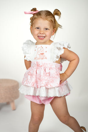 Pooh Bear Toile Smocked Diaper Set *In Stock*