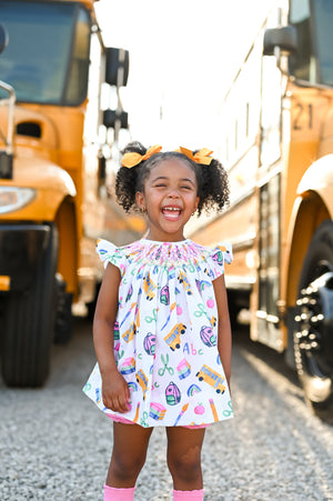 "Preschool Prep" Smocked Bloomer Set