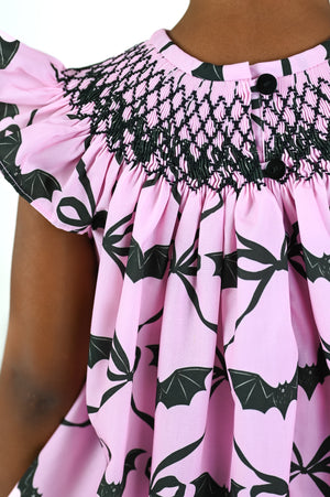 Pink Batty About Bows Smocked Bloomer Set