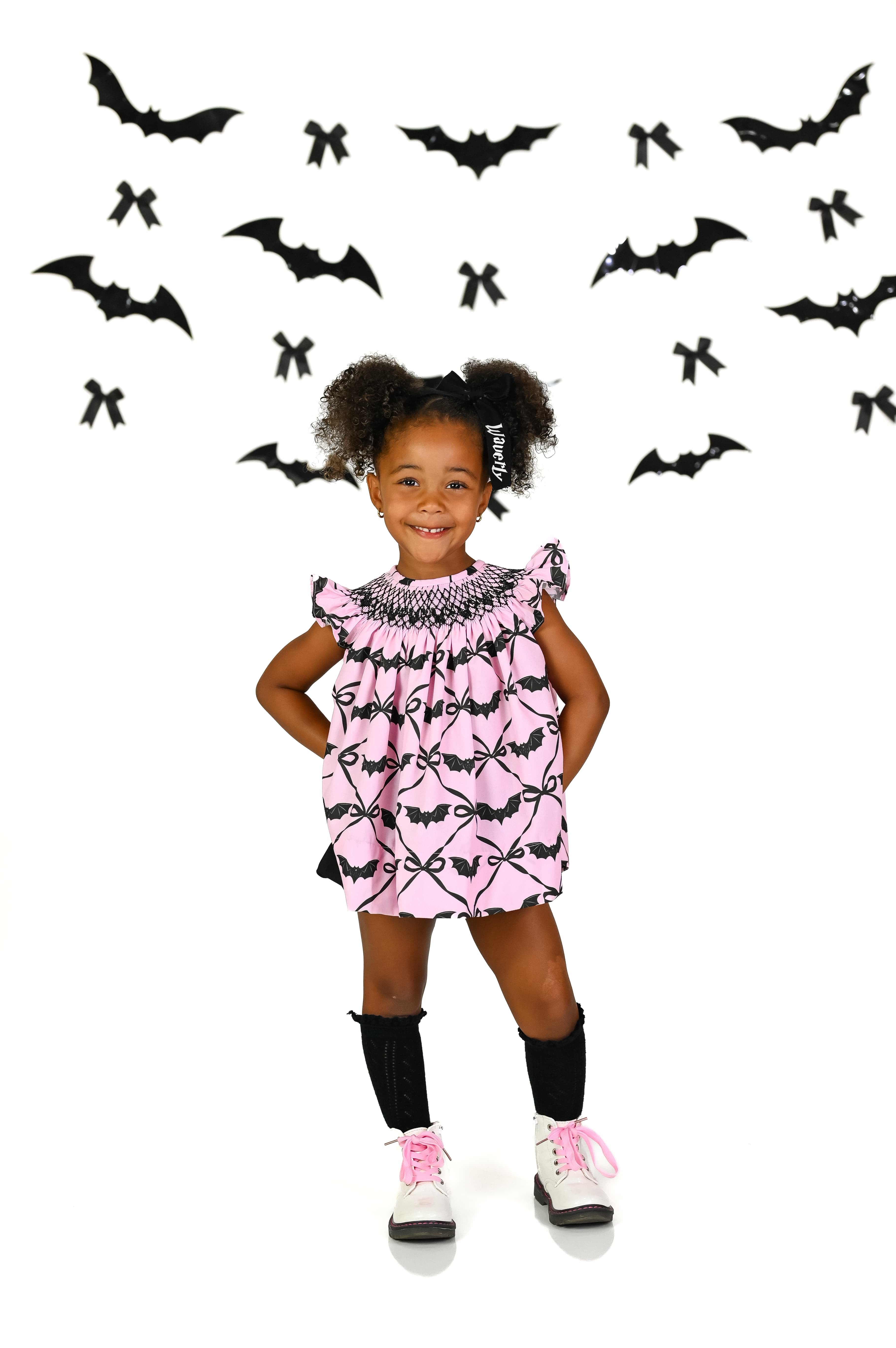 Pink Batty About Bows Smocked Bloomer Set