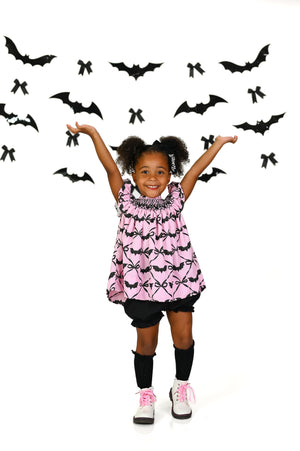 Pink Batty About Bows Smocked Bloomer Set
