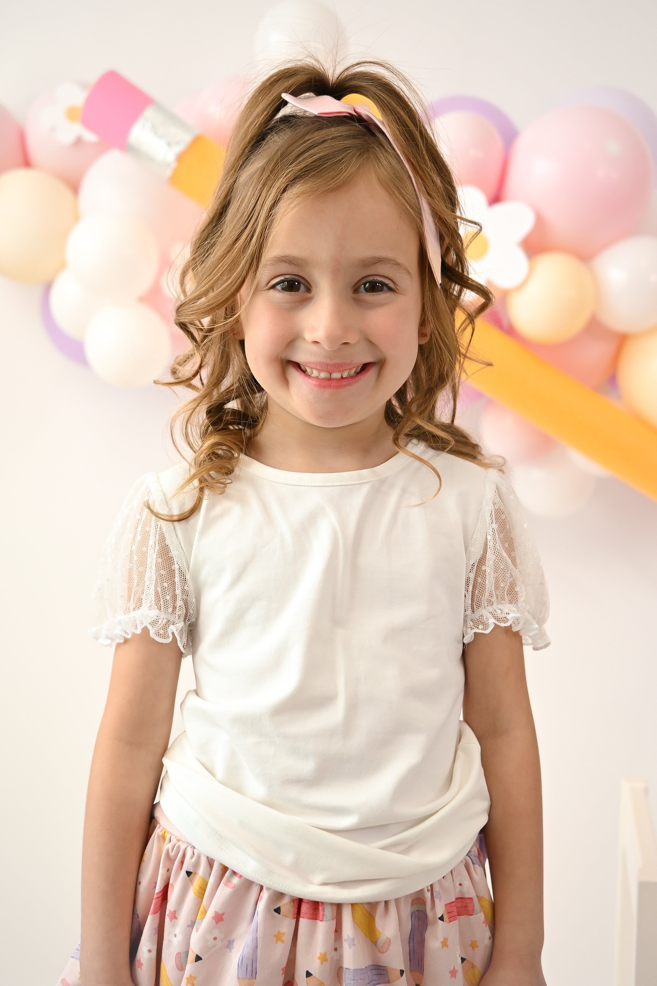 White Mesh Sleeve Layering Top