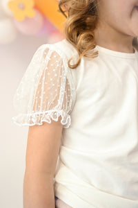 White Mesh Sleeve Layering Top