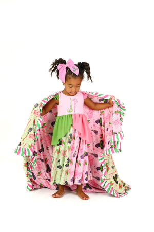 Pink Goes Good with Green Blanket *Personal Throw Size*