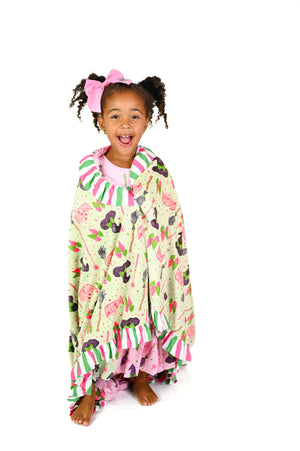 Pink Goes Good with Green Blanket *Personal Throw Size*
