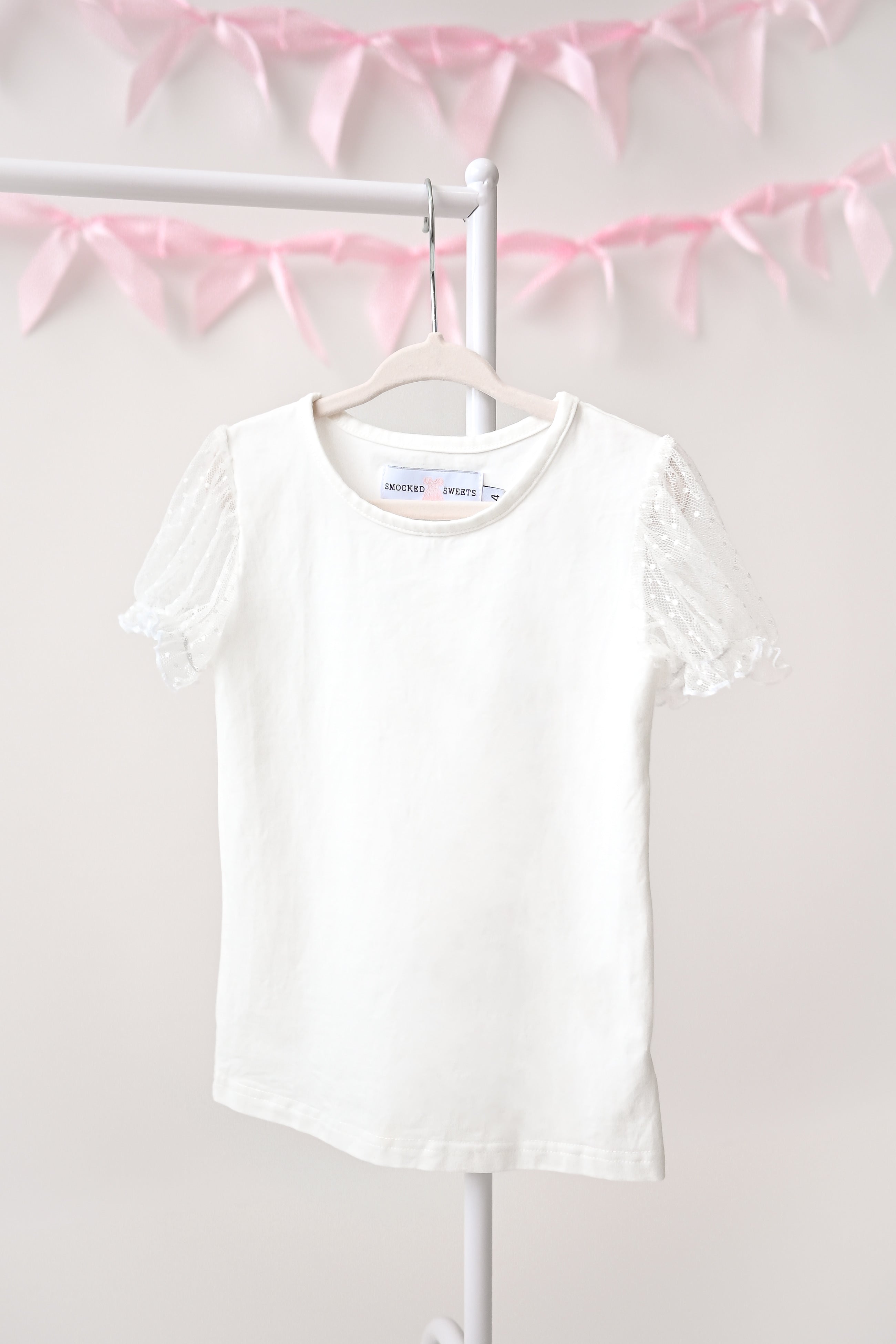 White Mesh Sleeve Layering Top