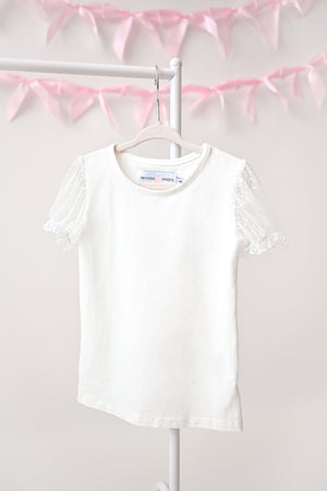 White Mesh Sleeve Layering Top