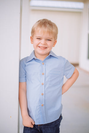 Boys Blue Gingham Shirt *In Stock*