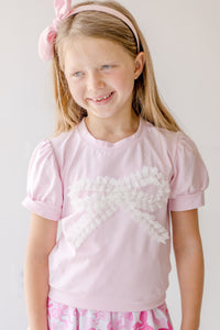 Lace Bow Puff Sleeve Top