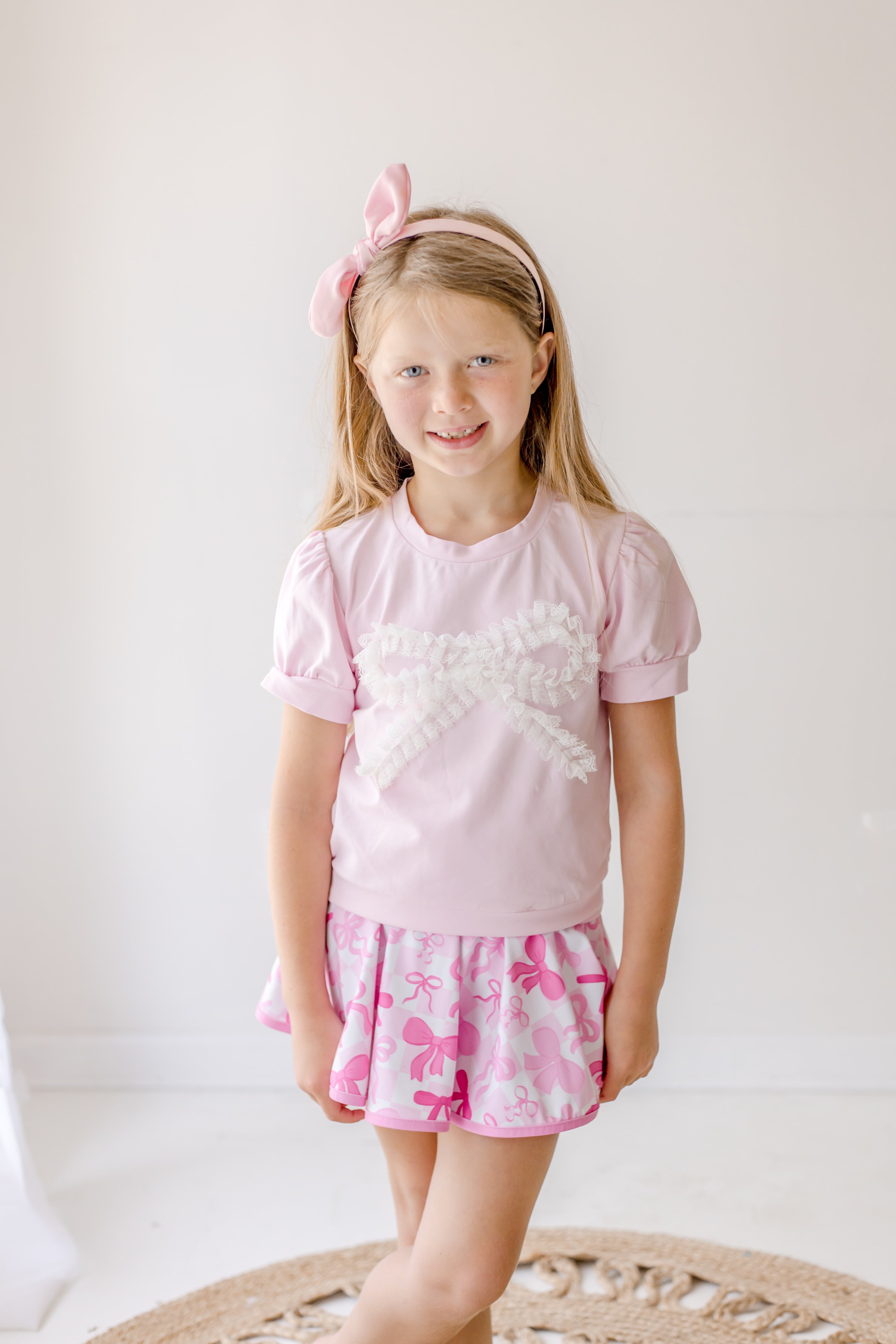 Lace Bow Puff Sleeve Top