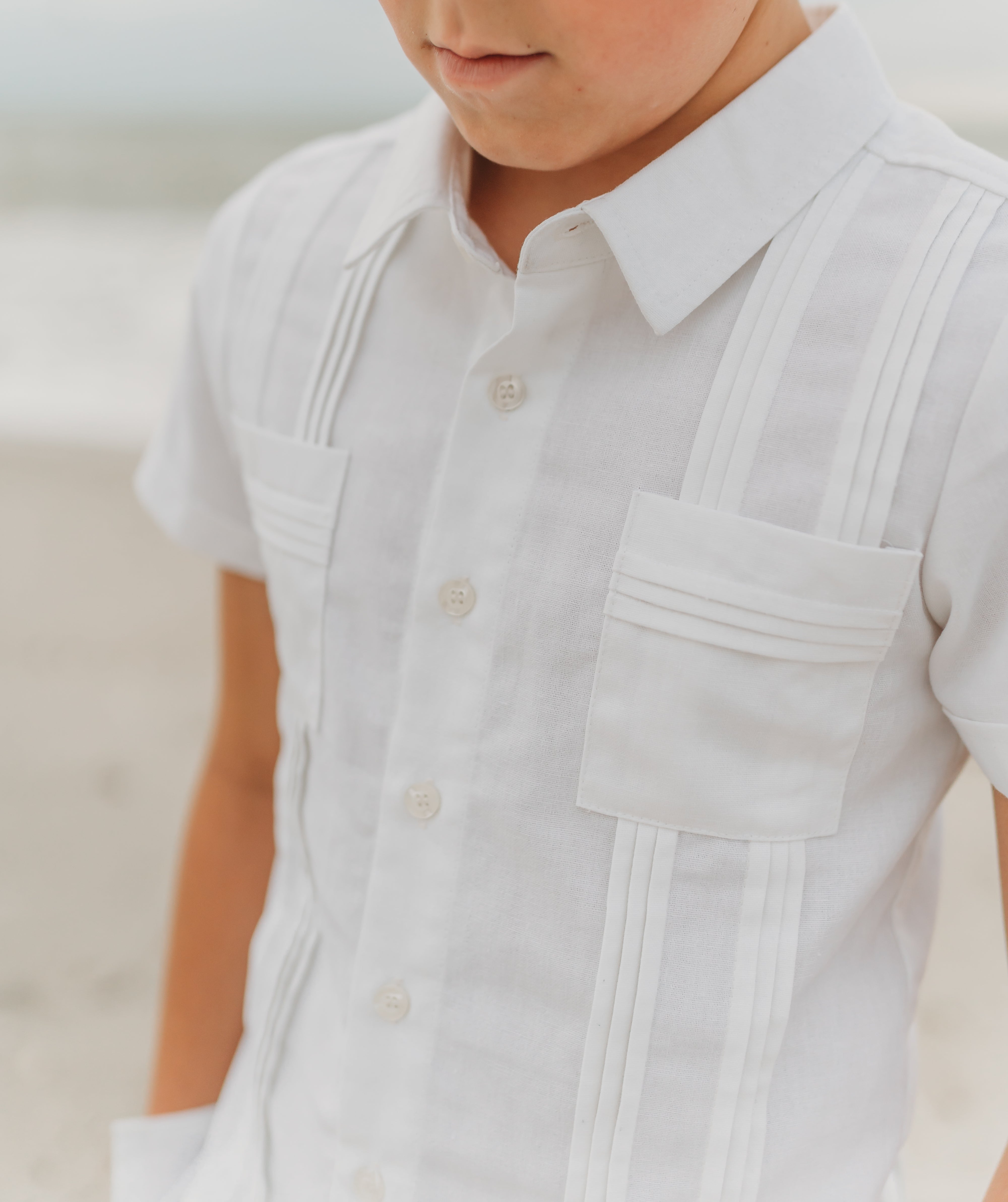 Boys Cotton Linen Button Down Beach Shirt
