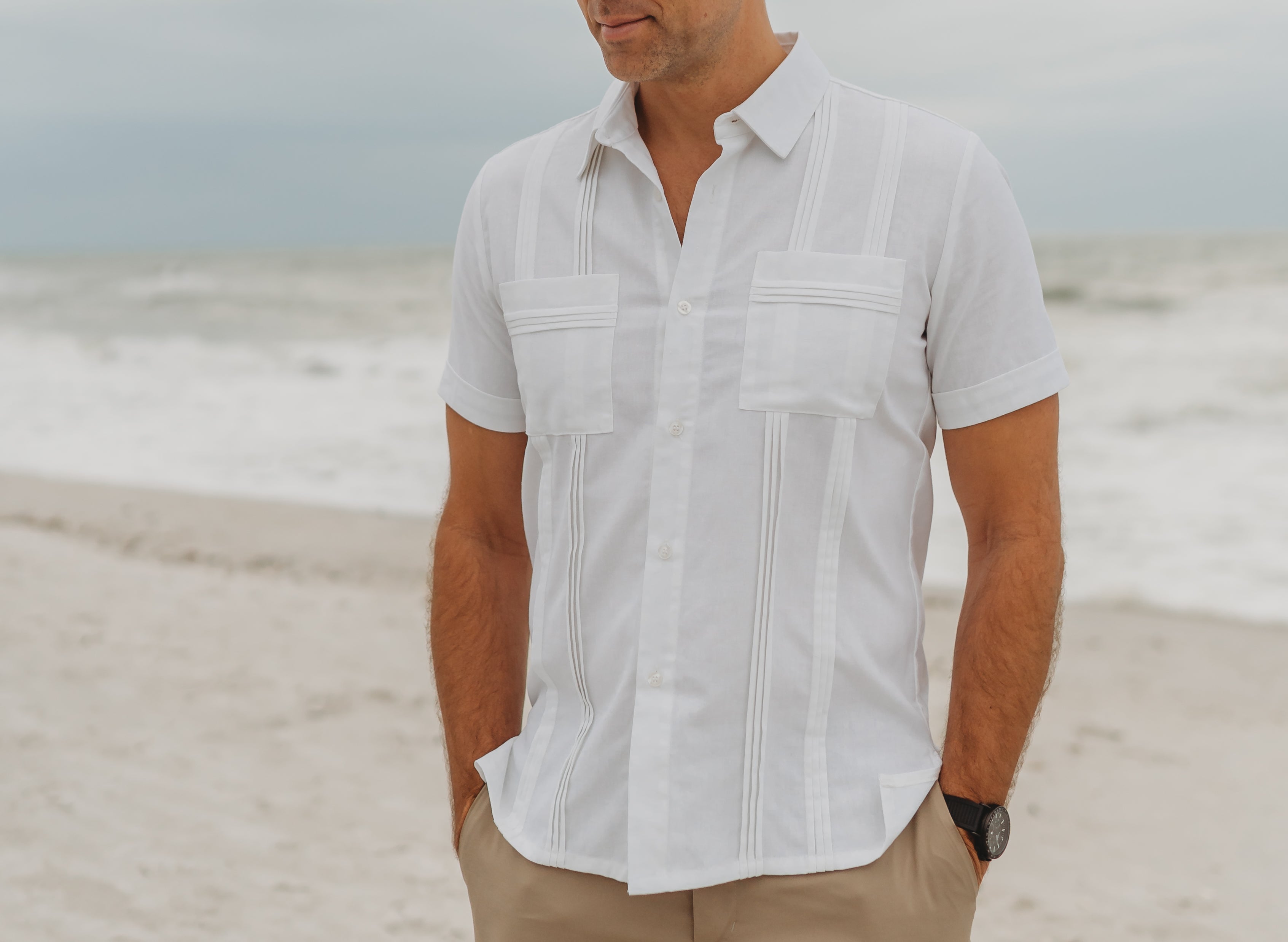 Mens Cotton-Linen Beach Shirt