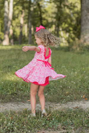 Pink Pumpkins Bow Twirl Dress with Bloomers