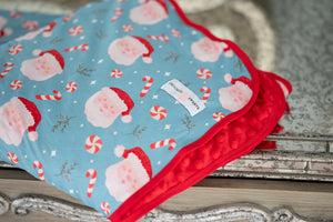 Personal Throw Blue Santa Bamboo & Minky Blanket
