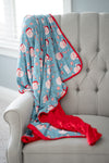 Personal Throw Blue Santa Bamboo & Minky Blanket