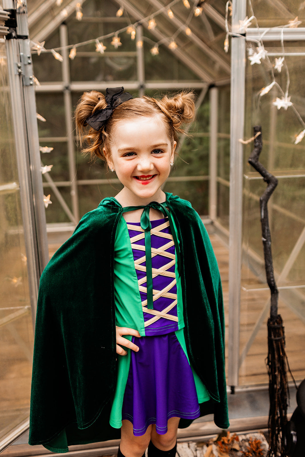 Winnie Spooky Sister Athletic Skort Set & Green Cape