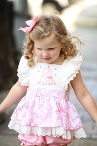 Pooh Bear Toile Smocked Diaper Set *In Stock*