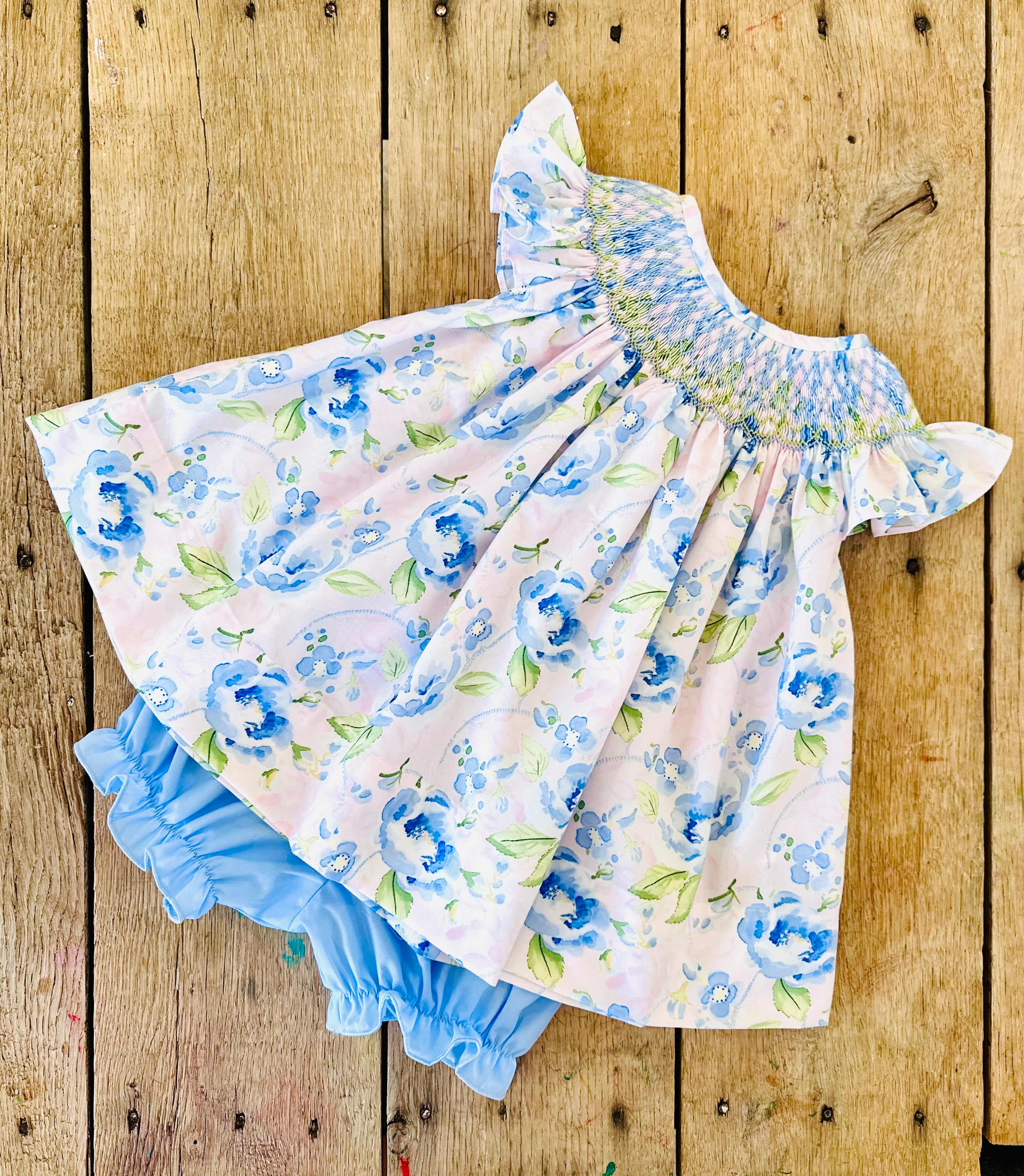 Morning Glory Smocked Floral Bloomer Set *Ready to Ship!*