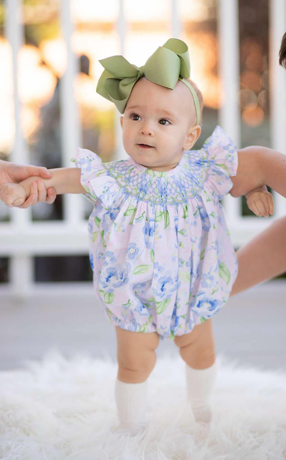 Morning Glory Smocked Floral Bubble *Ready to Ship!*