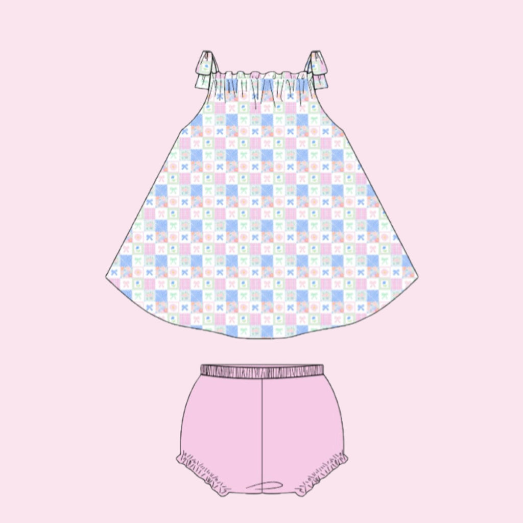 Patchwork Pre~Order Tie Shoulder Diaper Set