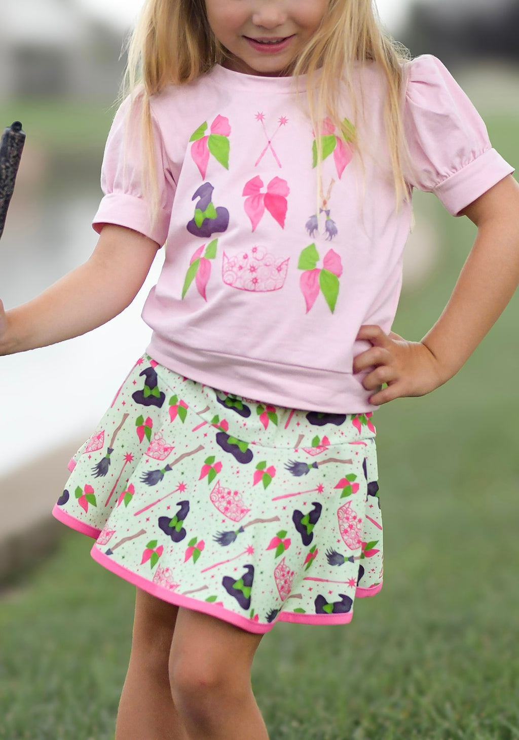 "Pink Goes Good with Green" Skort & Shirt Set