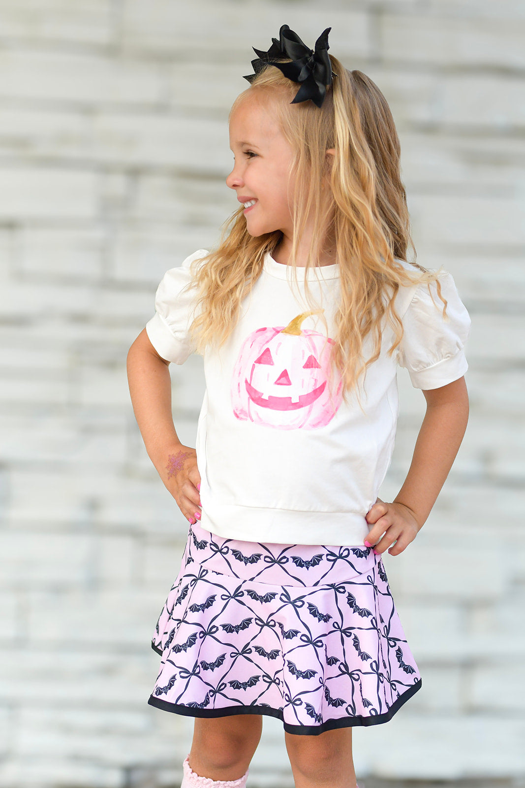 Pink Batty About Bows Athletic Skort