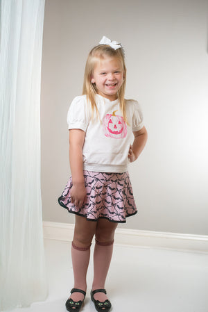 Pink Batty About Bows Athletic Skort