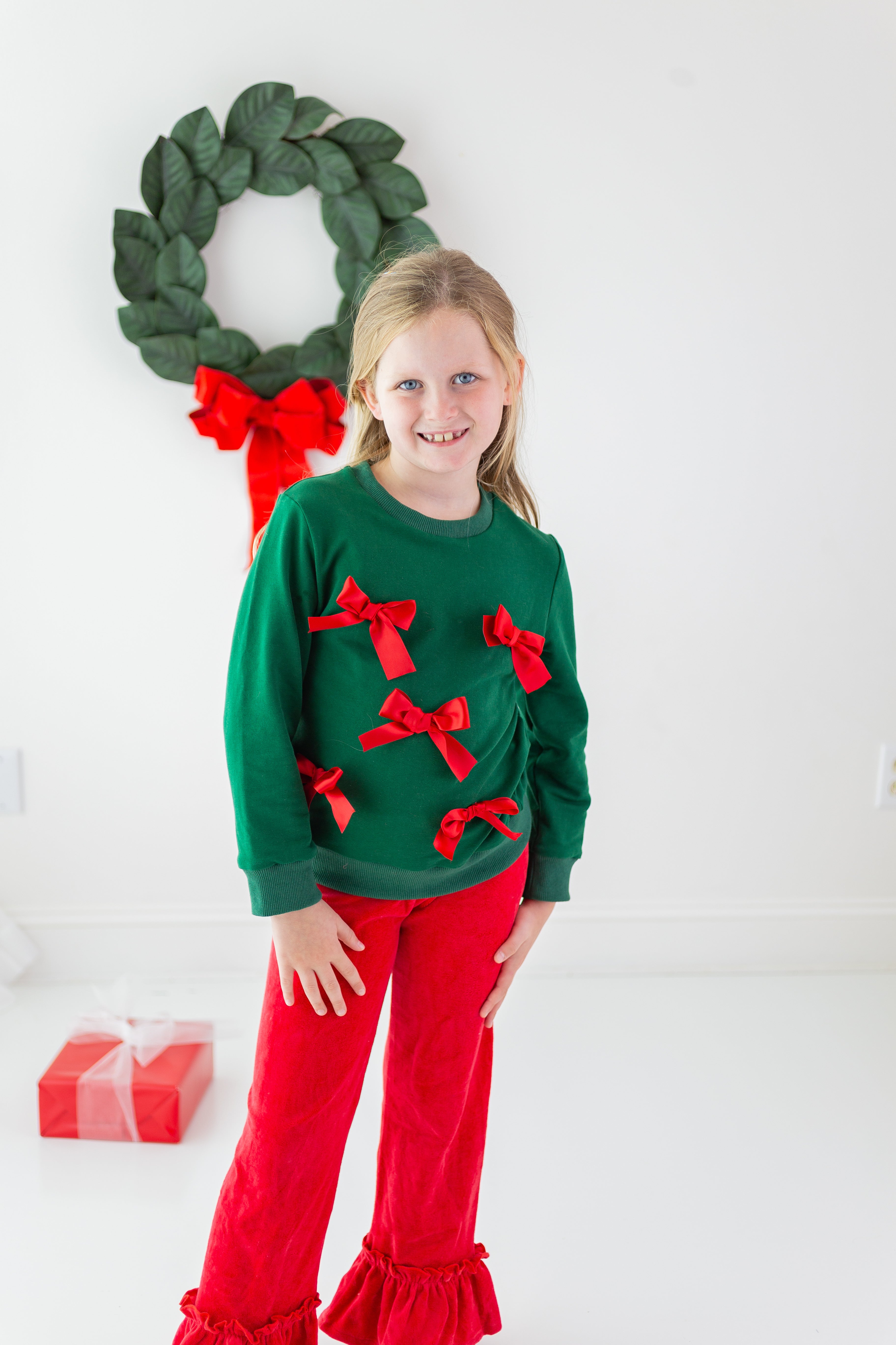 Girls Holiday Bow Sweatshirt *In Stock*