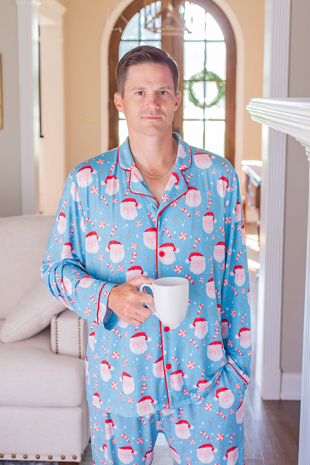 Adult Men's Santa Button Down Lounge *In Stock*