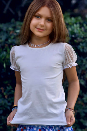 White Mesh Sleeve Layering Top