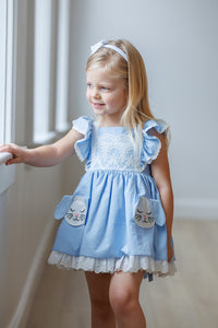 Blue Bunny Hop Dress & Bloomer Set *In Stock*