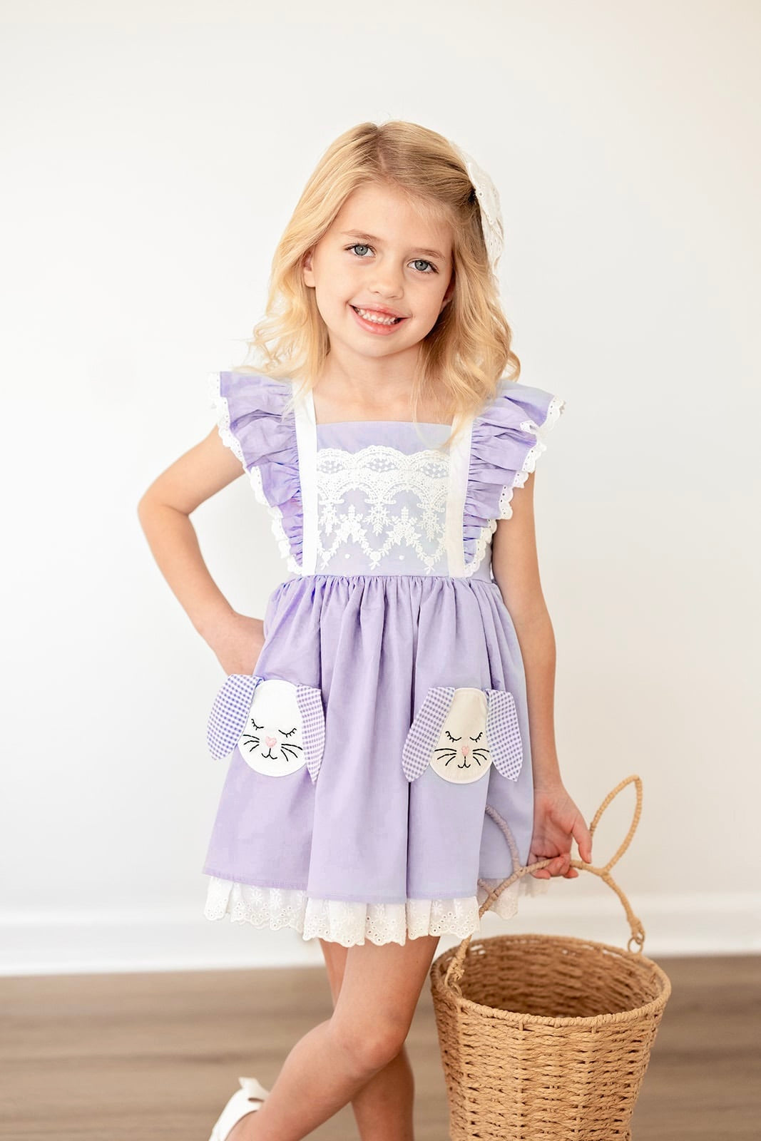 Lavender Bunny Hop Dress with Bloomers Set *In Stock*
