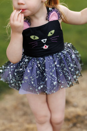Midnight Mischief Cat Romper *Limited Pre-Order Ships Late July*