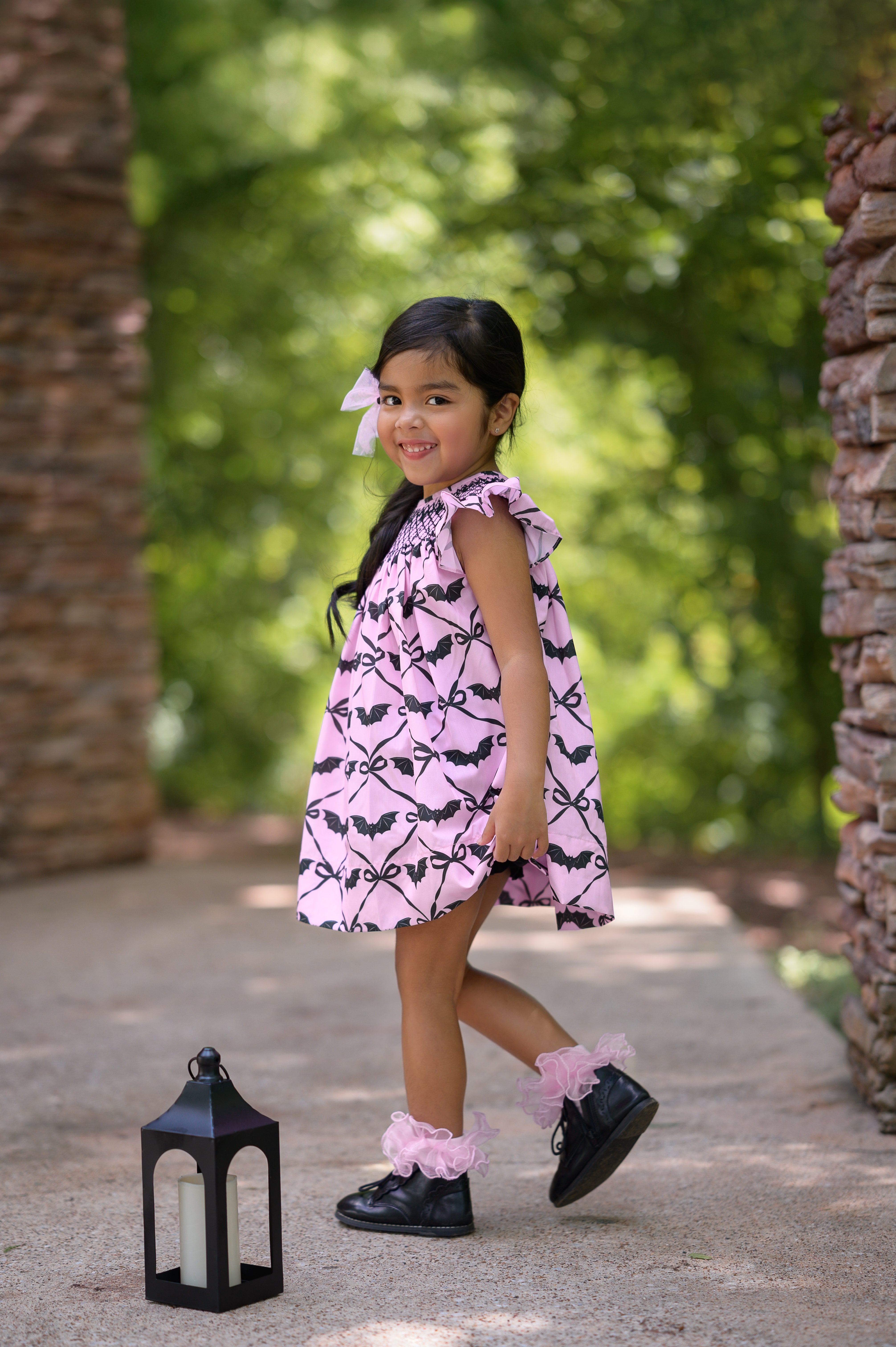 Pink Batty About Bows Smocked Bloomer Set