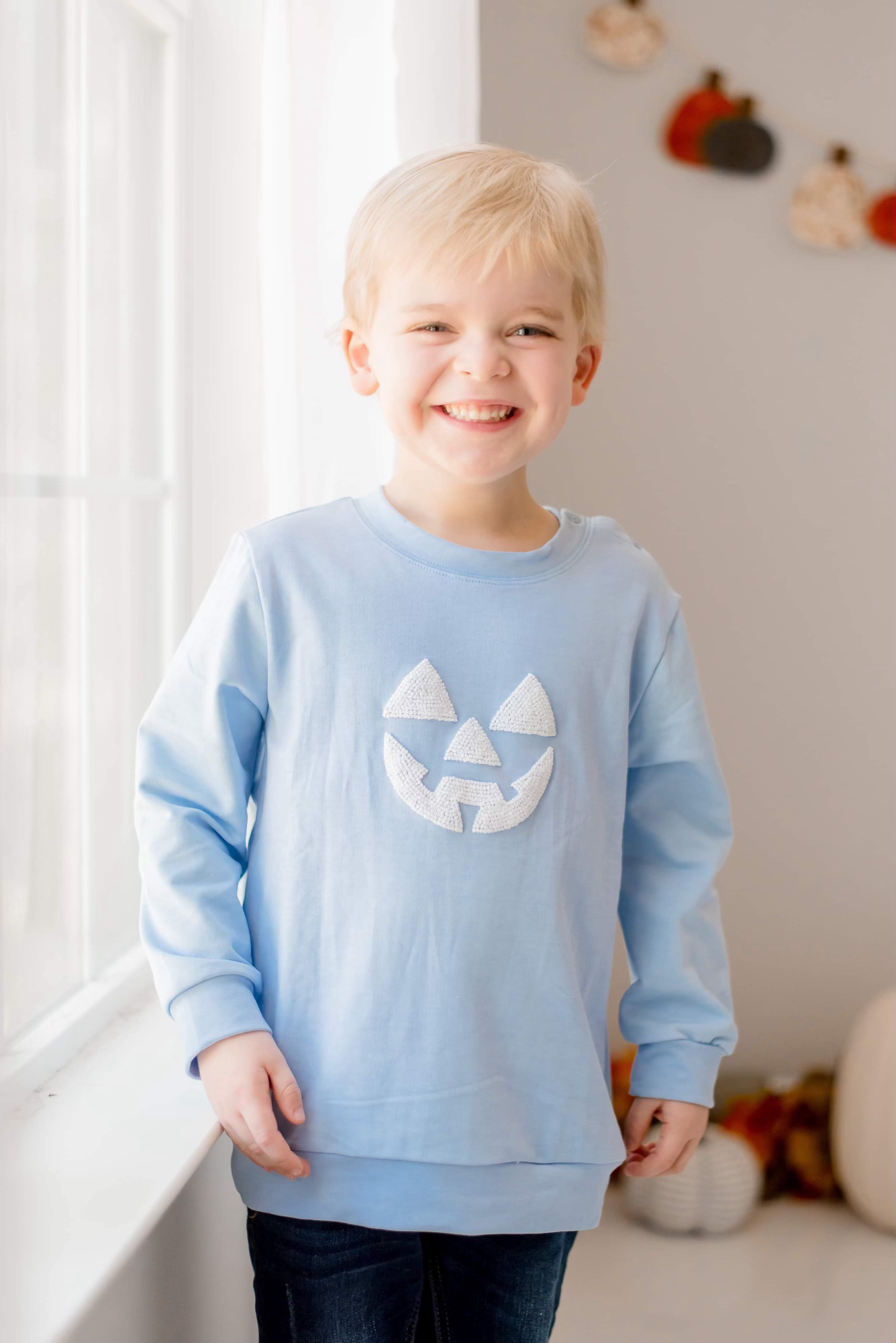 Blue French Knot Jack-O-Lantern Sweatshirt