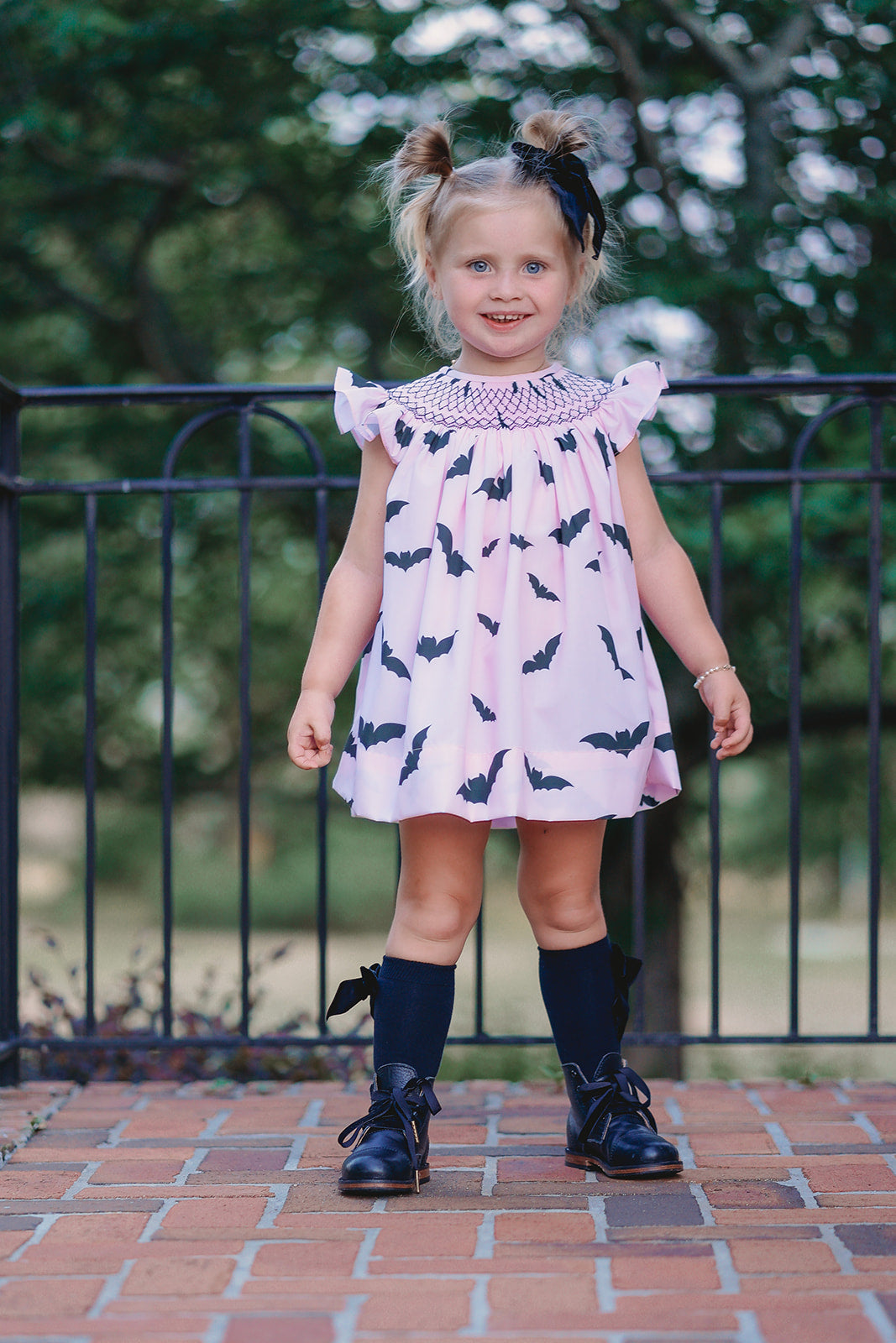 Pink Bitty Bat Smocked Bloomer Set