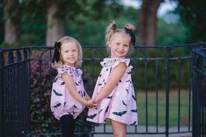 Pink Bitty Bat Smocked Bloomer Set